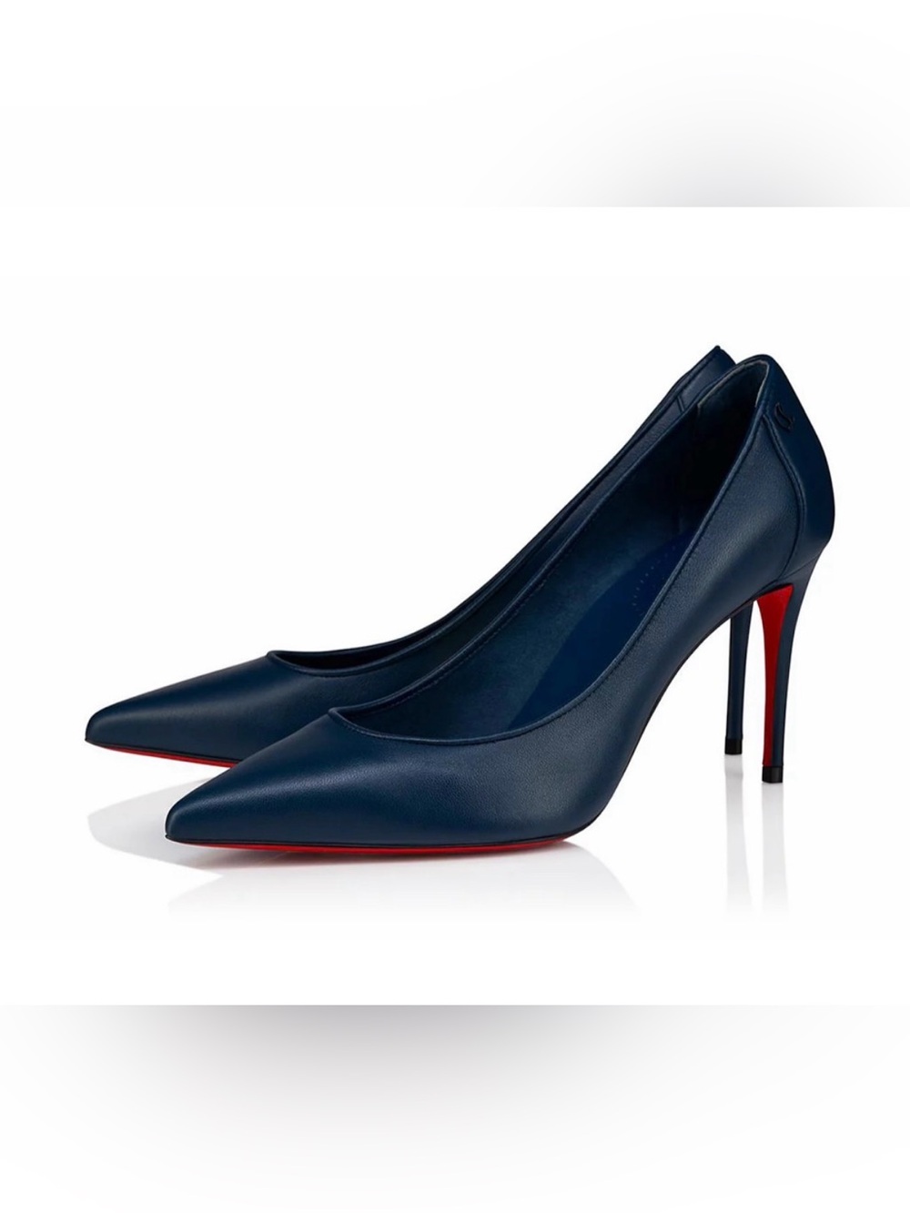 Christian Louboutin Navy Pointed-Toe Stiletto Pumps with Red Soles